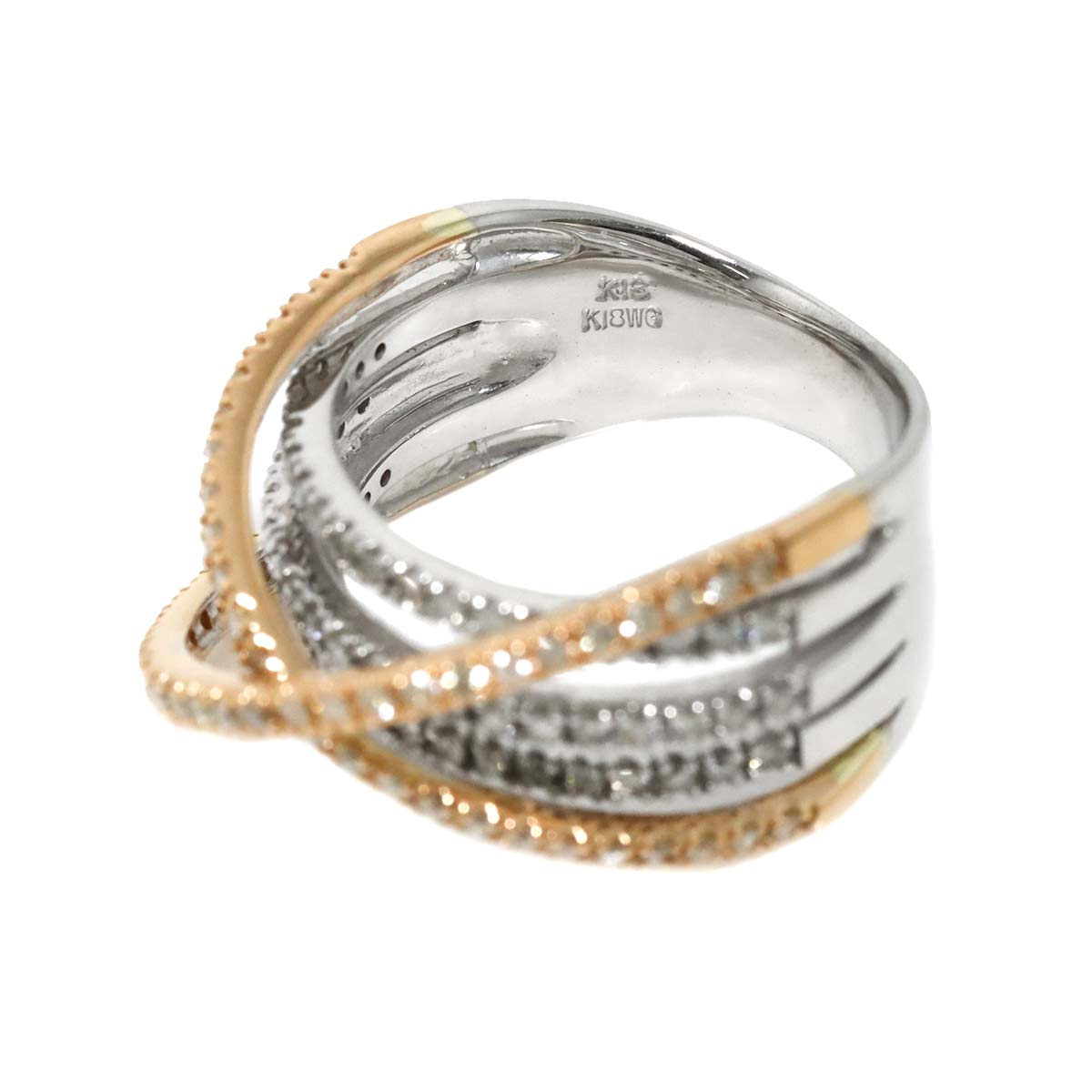 Diamond 0.68ct Ring 18K K18 WG PG White Pink Gold size5.5-5.75(US)