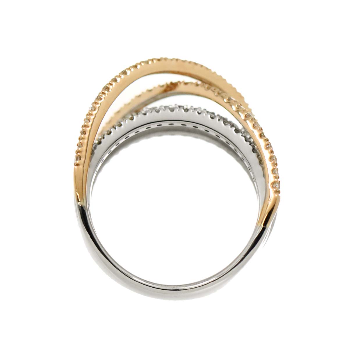 Diamond 0.68ct Ring 18K K18 WG PG White Pink Gold size5.5-5.75(US)