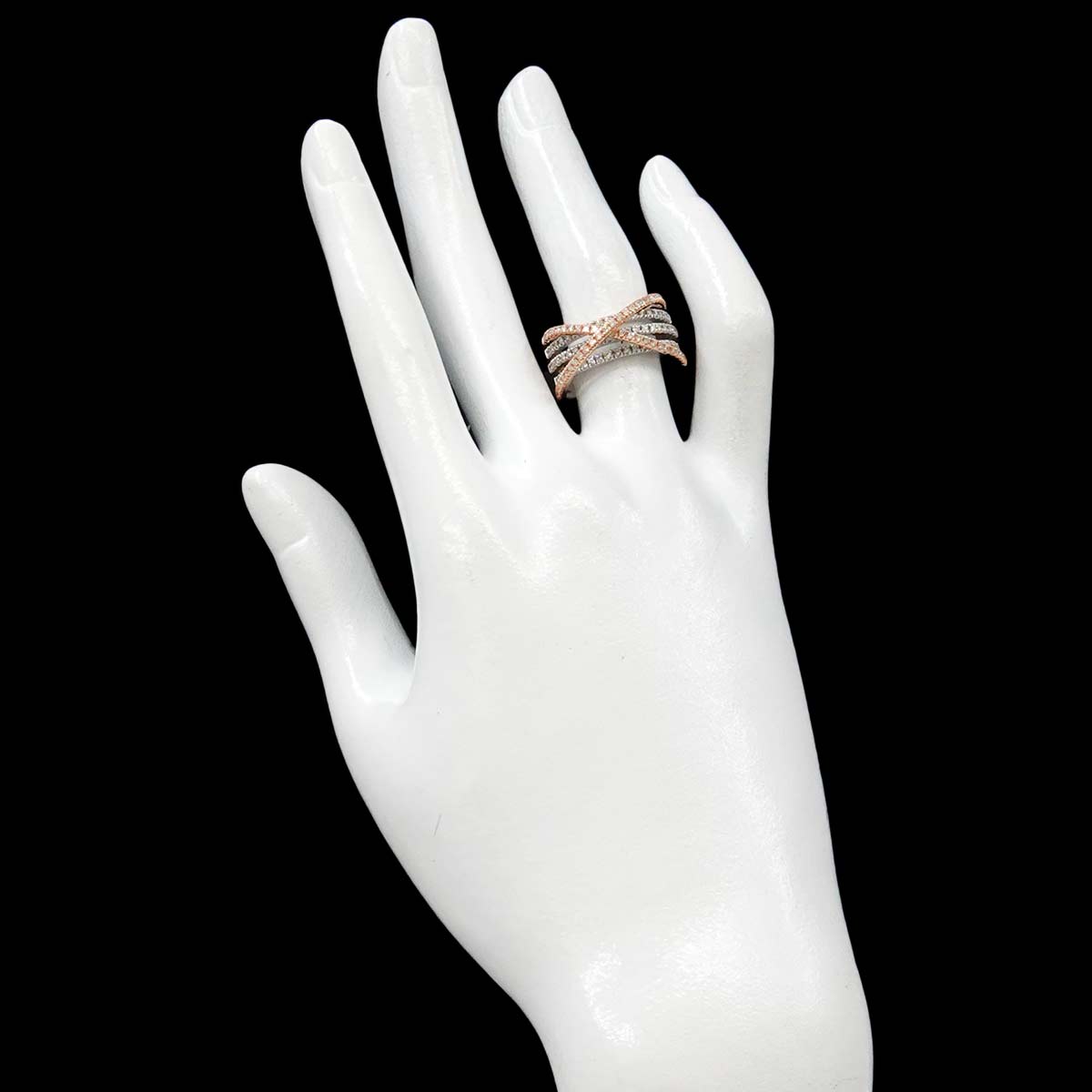 Diamond 0.68ct Ring 18K K18 WG PG White Pink Gold size5.5-5.75(US)