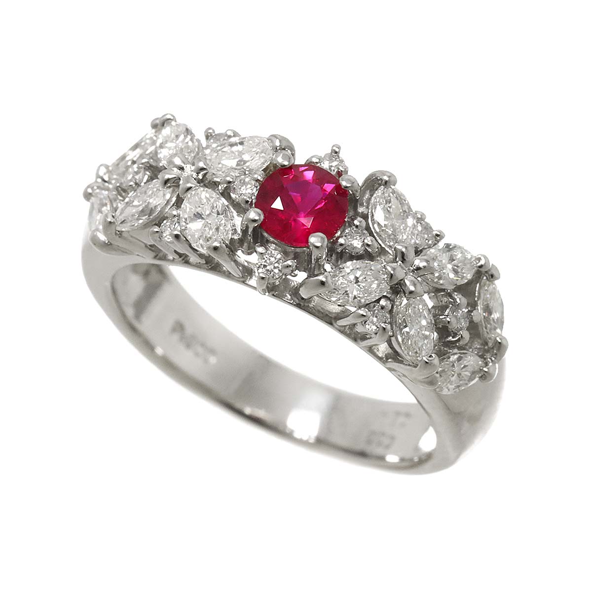 Ruby 0.33ct Diamond 0.84ct Ring Pt Platinum size5.75-6(US)