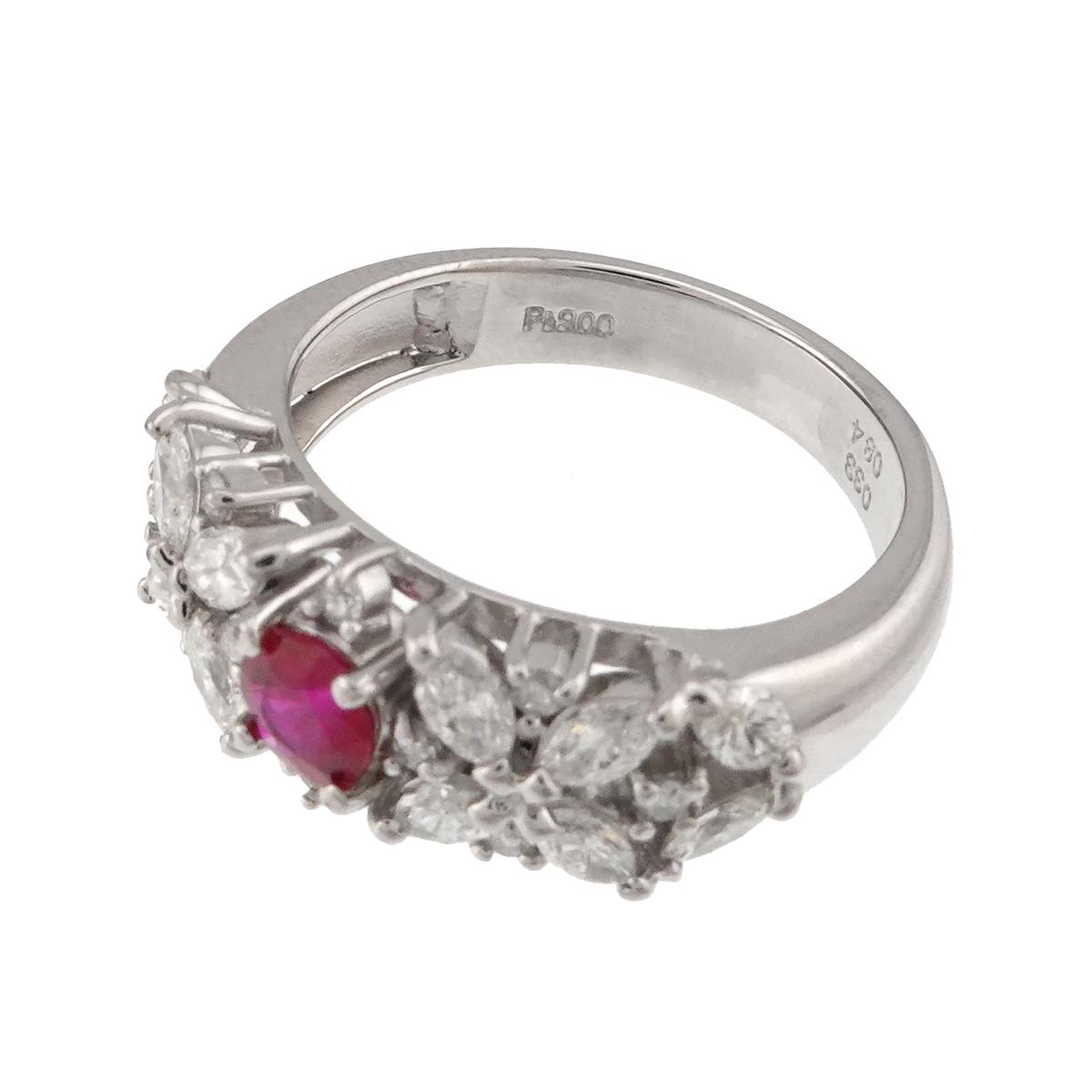 Ruby 0.33ct Diamond 0.84ct Ring Pt Platinum size5.75-6(US)