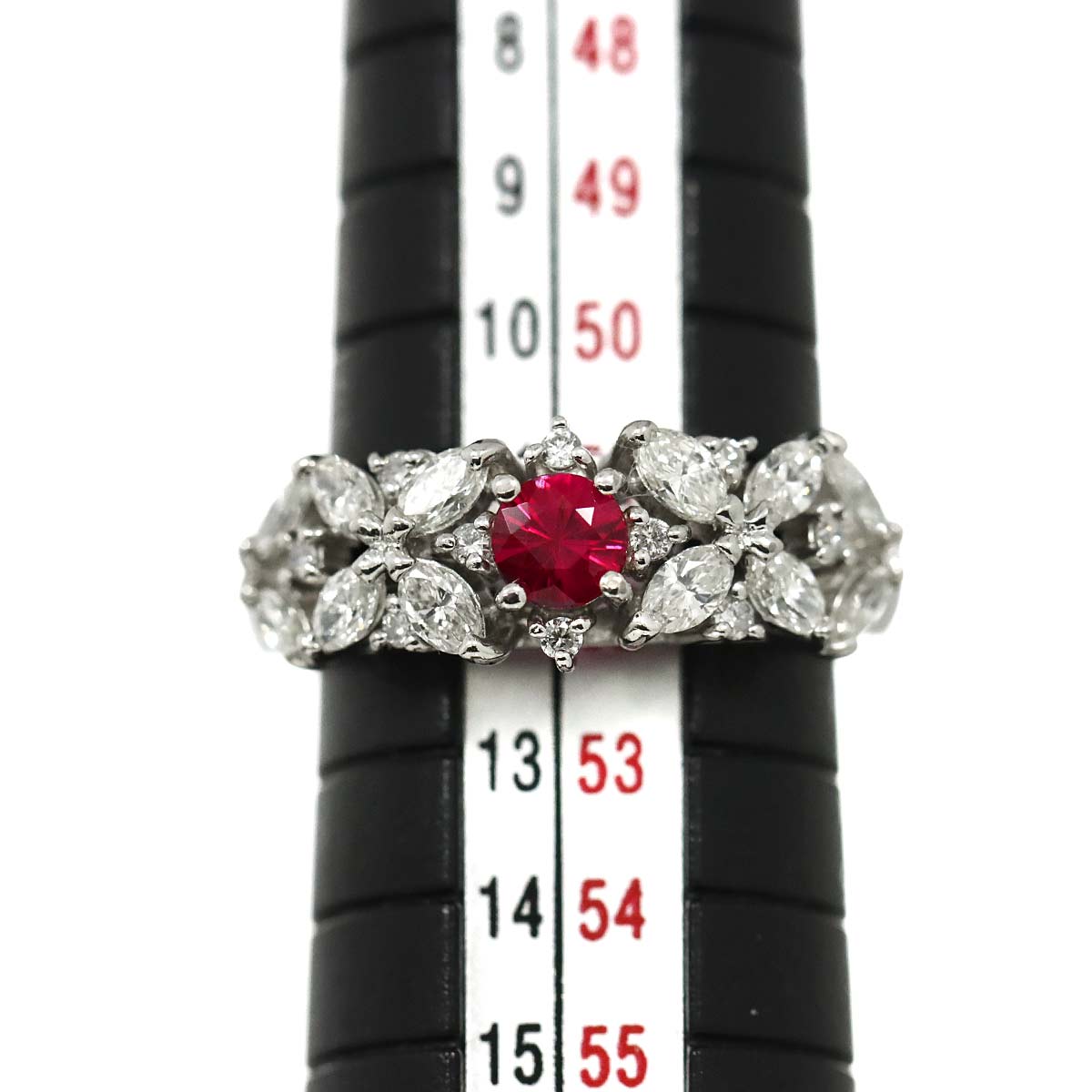 Ruby 0.33ct Diamond 0.84ct Ring Pt Platinum size5.75-6(US)