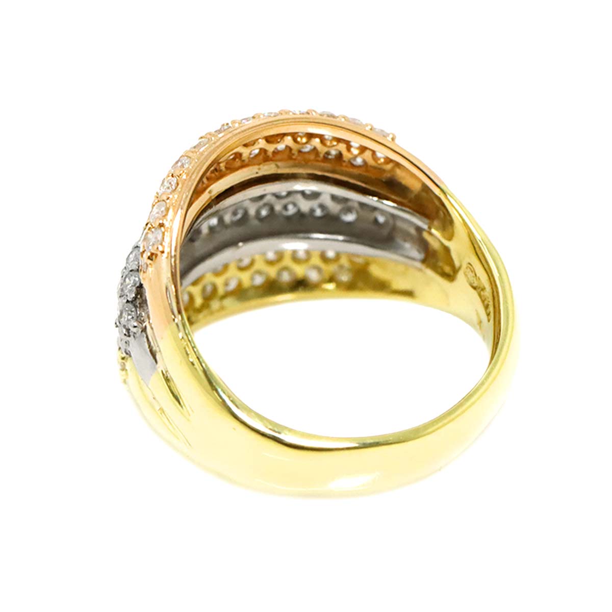 Diamond 2.00ct Ring 18K YG PG Pt 750 Size7.25(US)