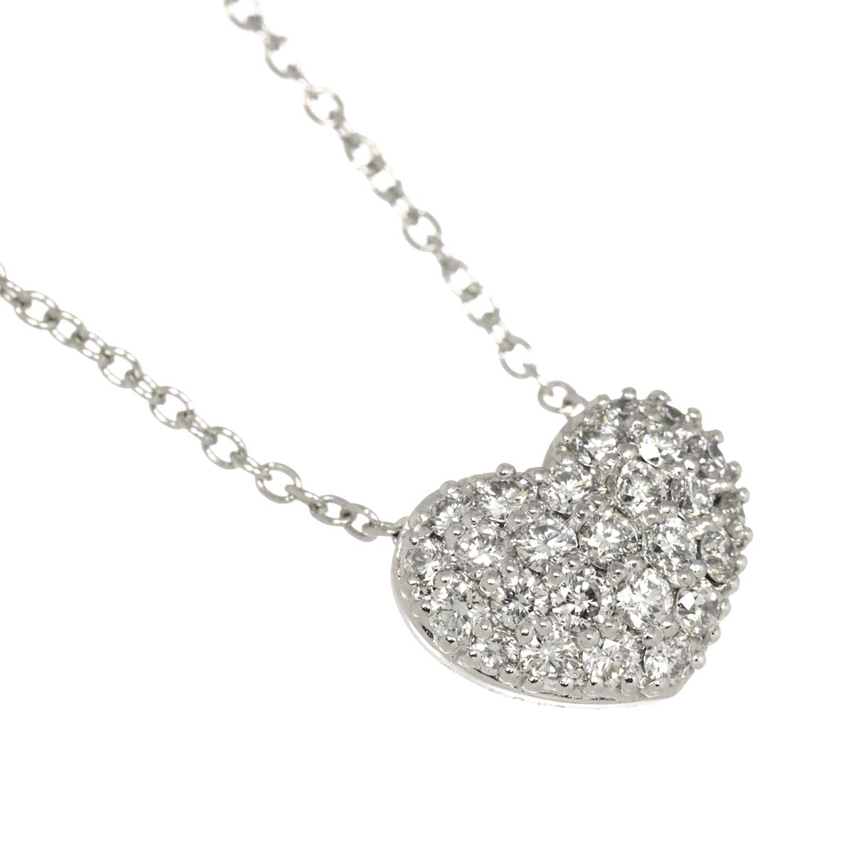Heart Motif Diamond 0.40ct Necklace 18K White Gold 750