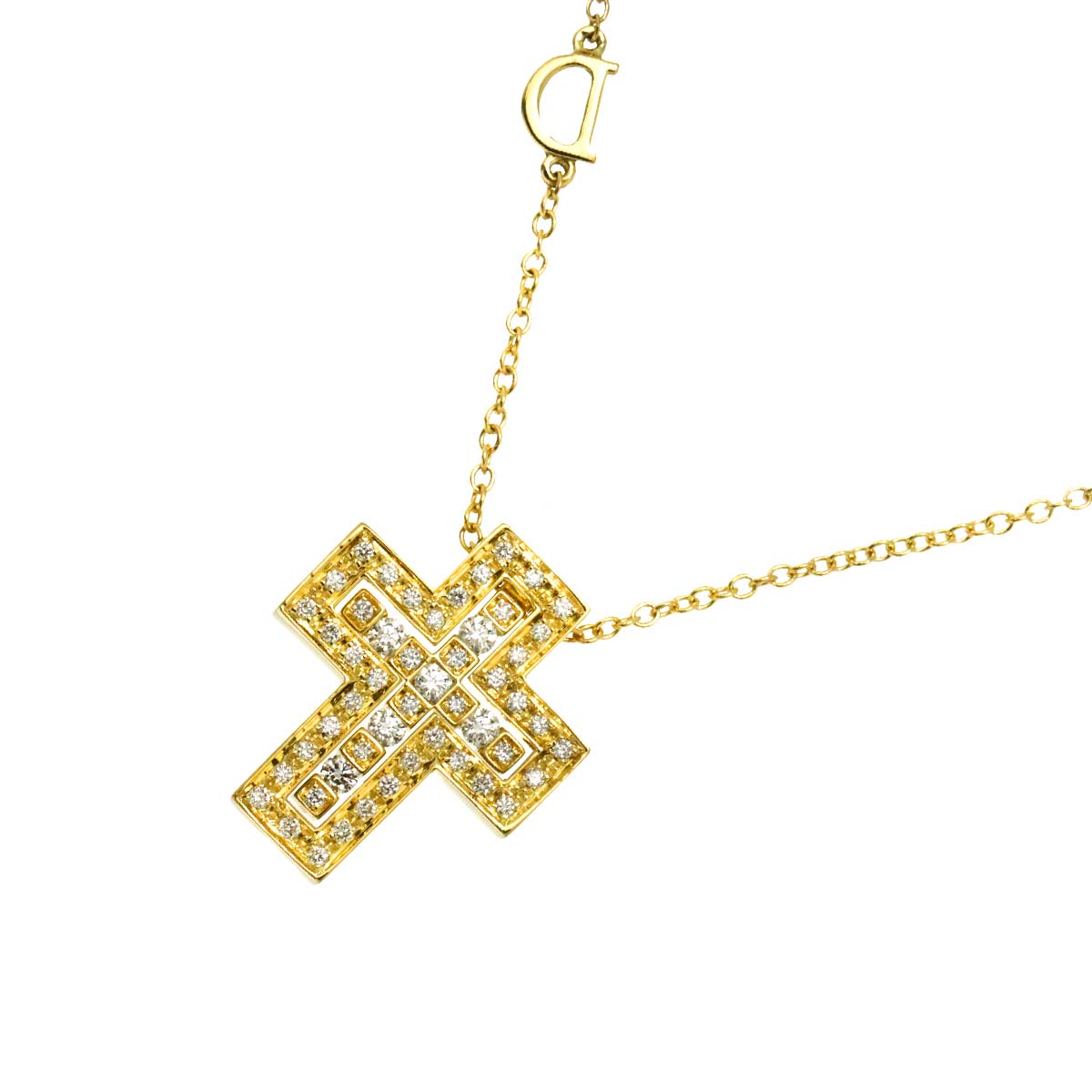 Belle Epoque XS Diamond Cross Necklace 18K YG 750