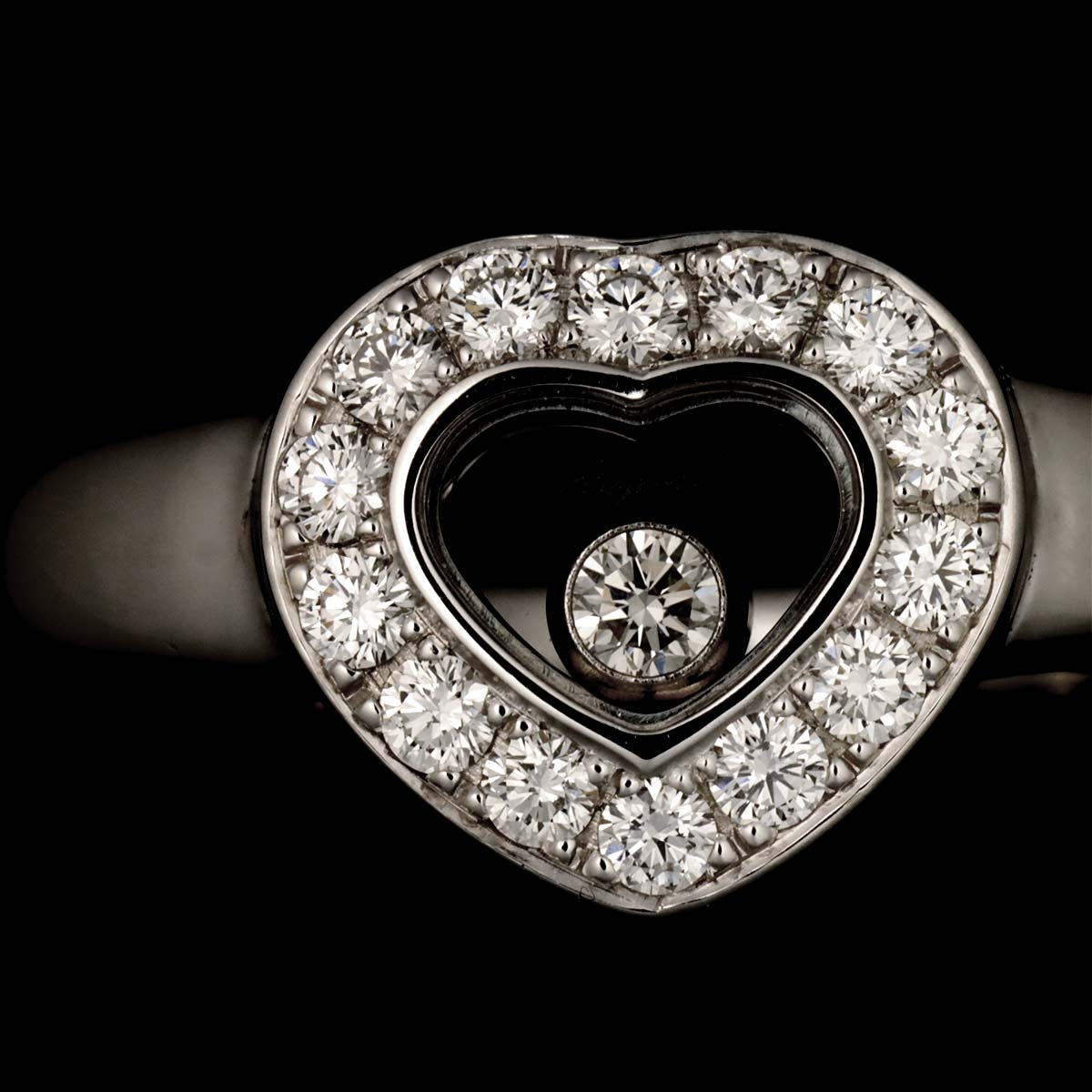Happy Diamond Heart Ring 18K White Gold 750 Size5.75-6(US)