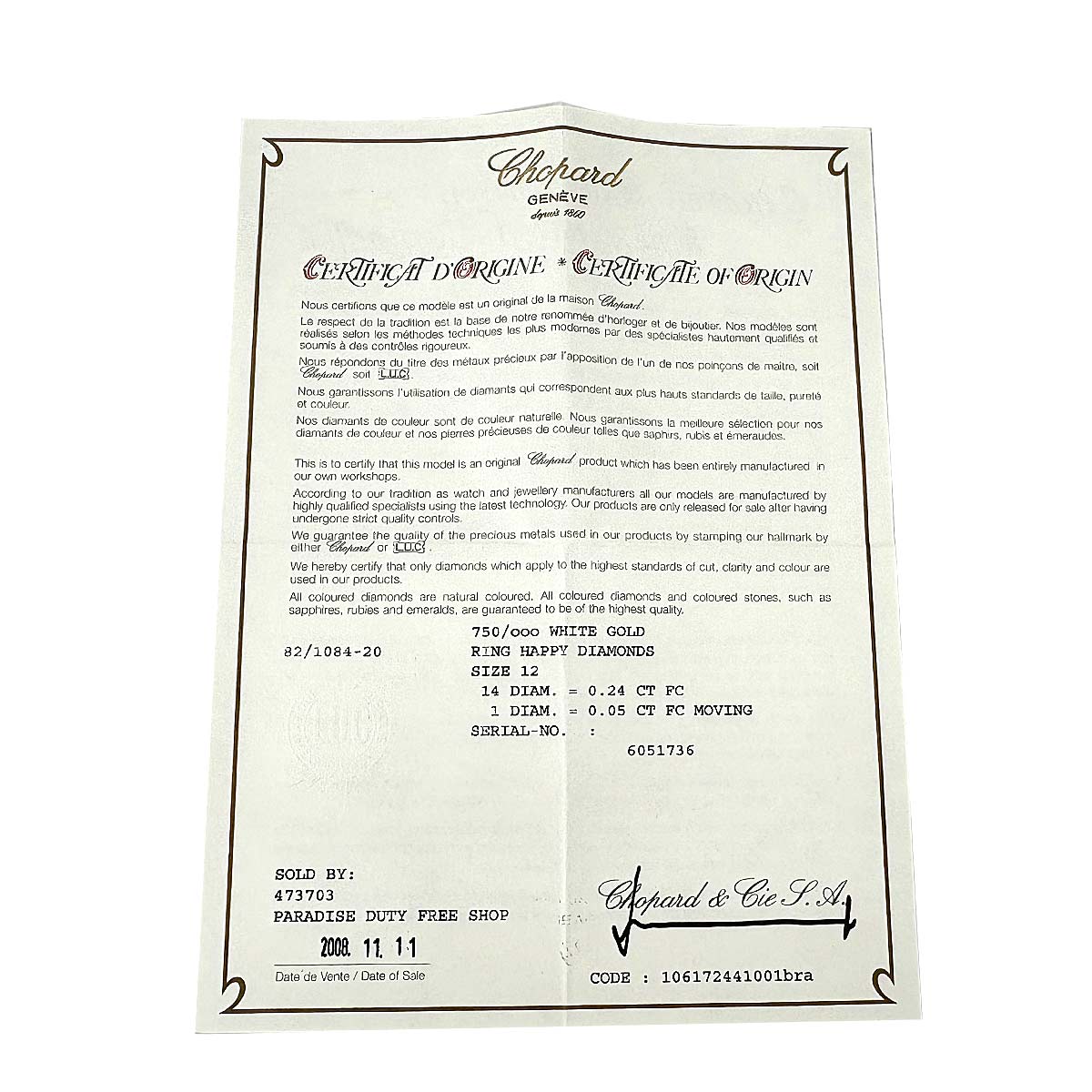 Happy Diamond Heart Ring 18K White Gold 750 Size5.75-6(US)