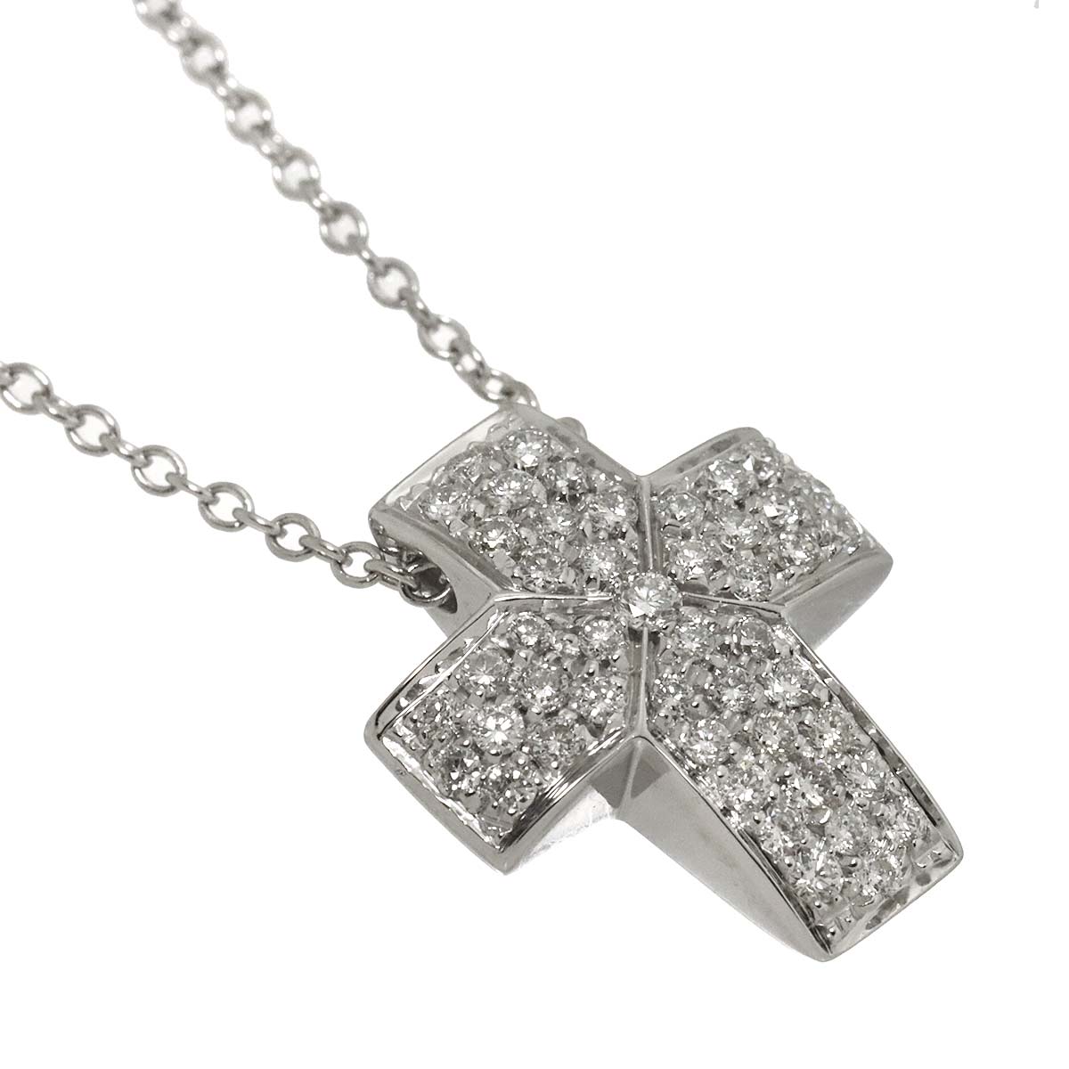 Cross motif Diamond 0.40ct Necklace 18K White Gold 750
