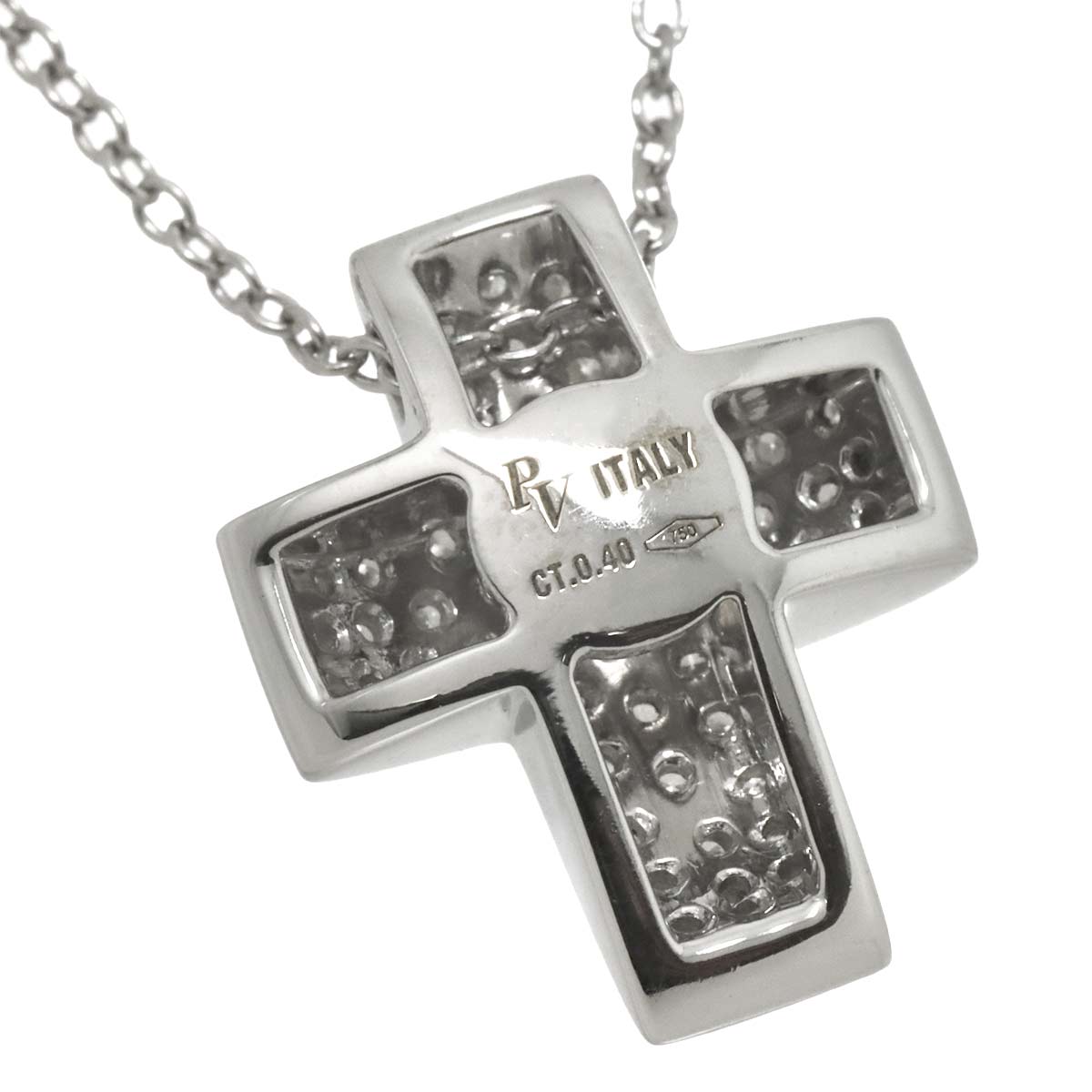 Cross motif Diamond 0.40ct Necklace 18K White Gold 750