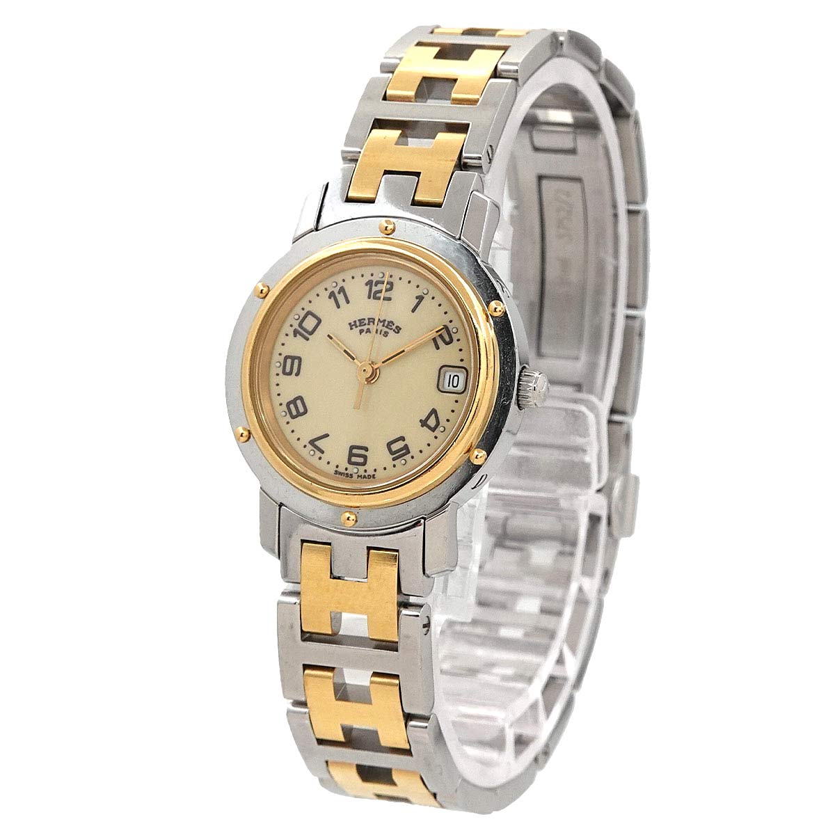 Clipper Two Tone CL4 220 Quartz Date cream Dial Ladies Watch