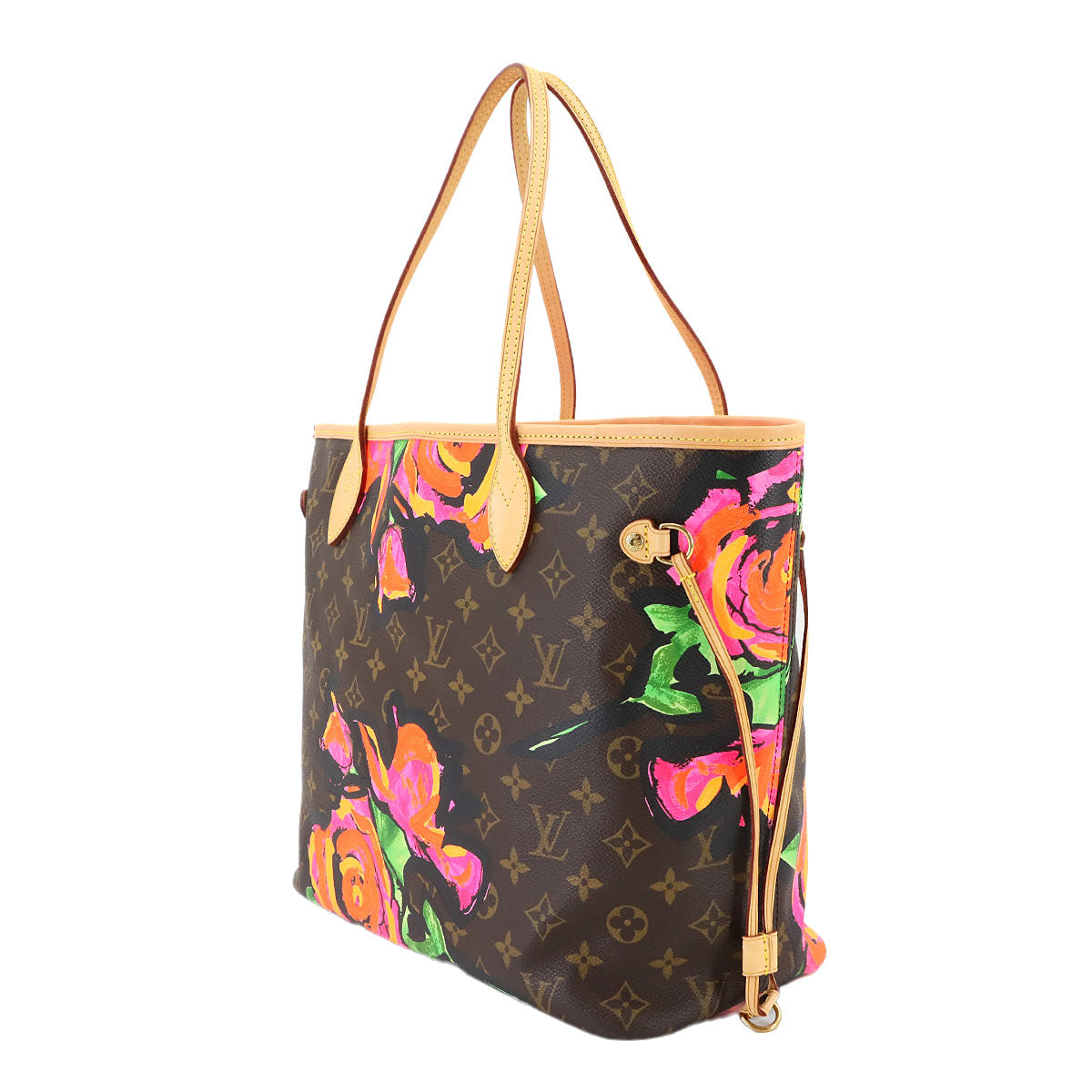Monogram Rose Neverfull MM Tote Bag Brown Pink M48613