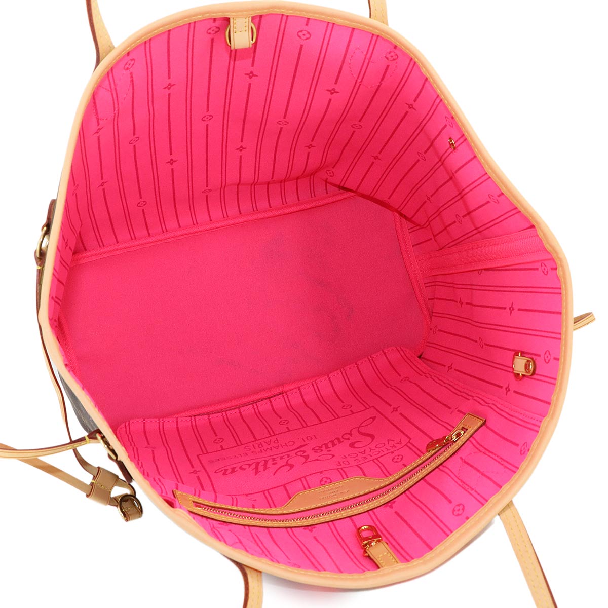 Monogram Rose Neverfull MM Tote Bag Brown Pink M48613