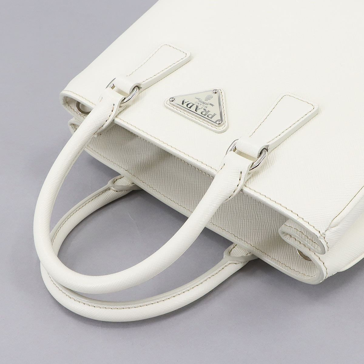 Galleria Mini Hand Shoulder Bag Saffiano Leather White 1BA296
