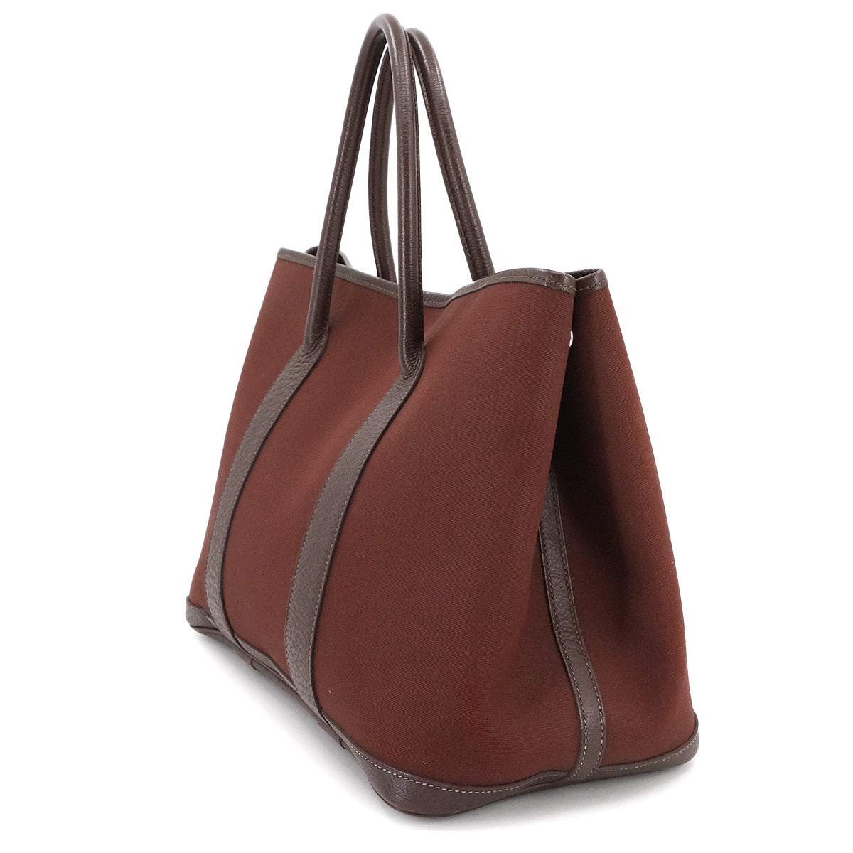 Garden Party PM Tote Bag Toile Officier Leather Havane