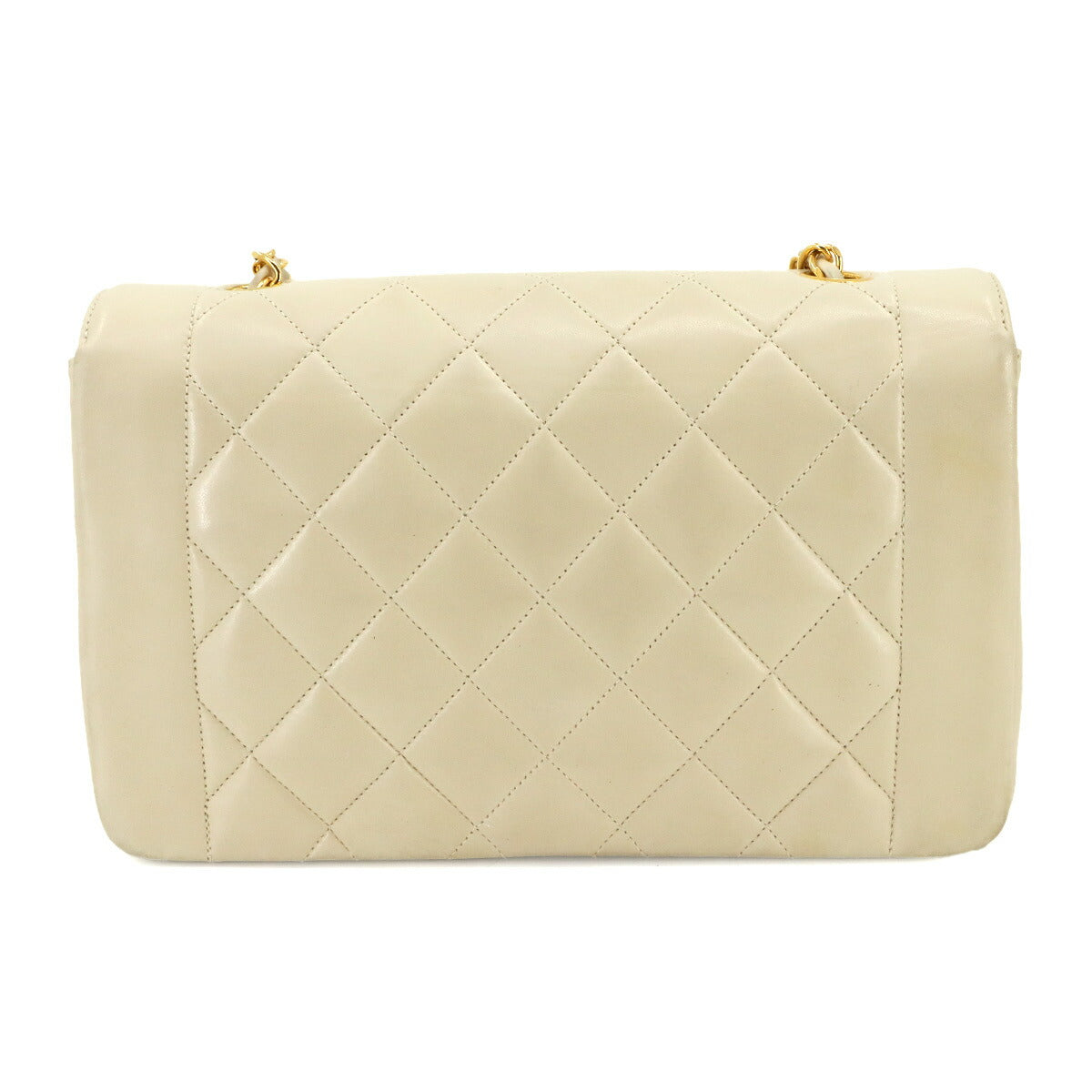 Diana Matelasse 25 Chain Shoulder Bag Leather Beige A01165