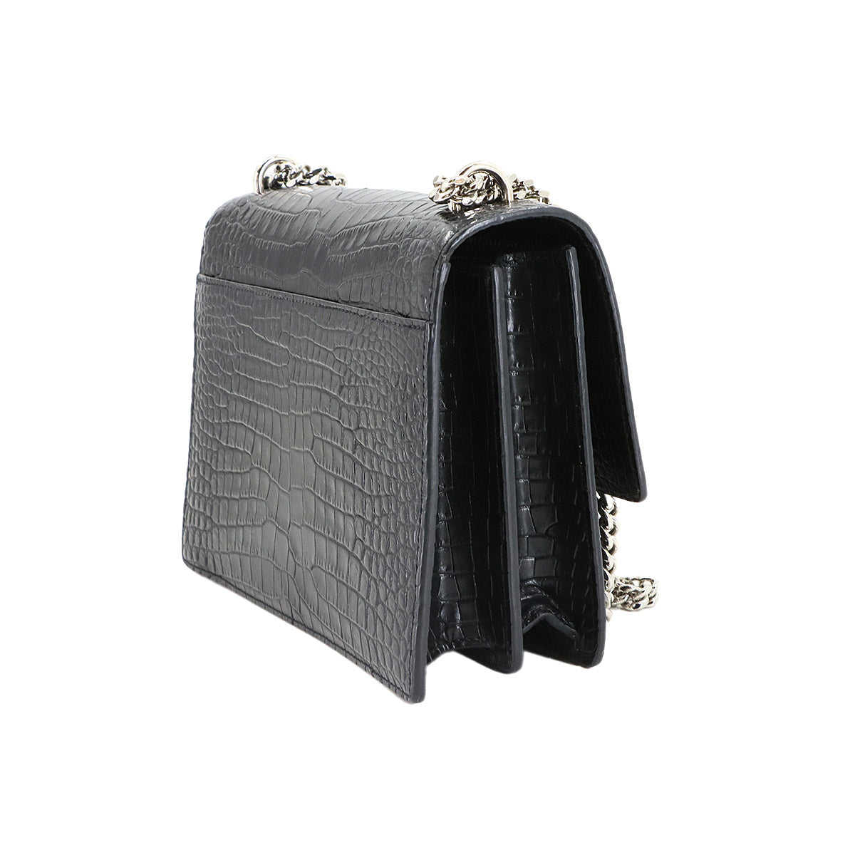 Sunset Medium Chain Shoulder Bag Leather Black 442906