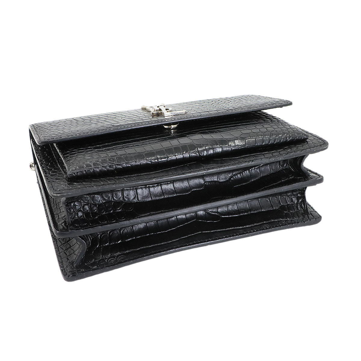 Sunset Medium Chain Shoulder Bag Leather Black 442906