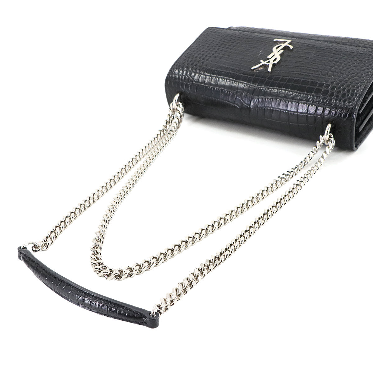 Sunset Medium Chain Shoulder Bag Leather Black 442906