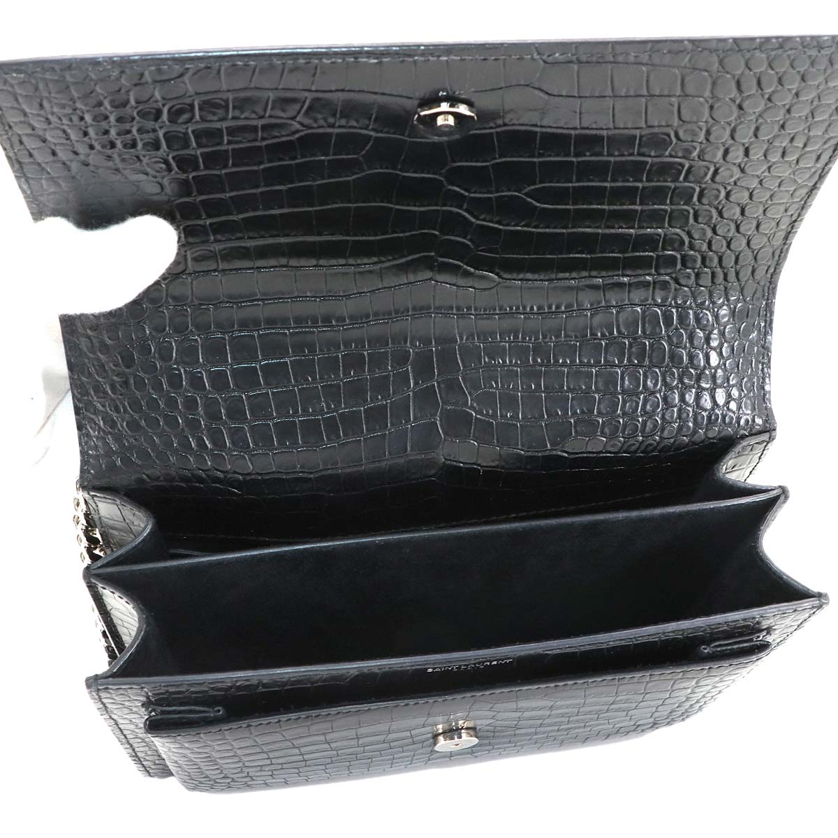 Sunset Medium Chain Shoulder Bag Leather Black 442906