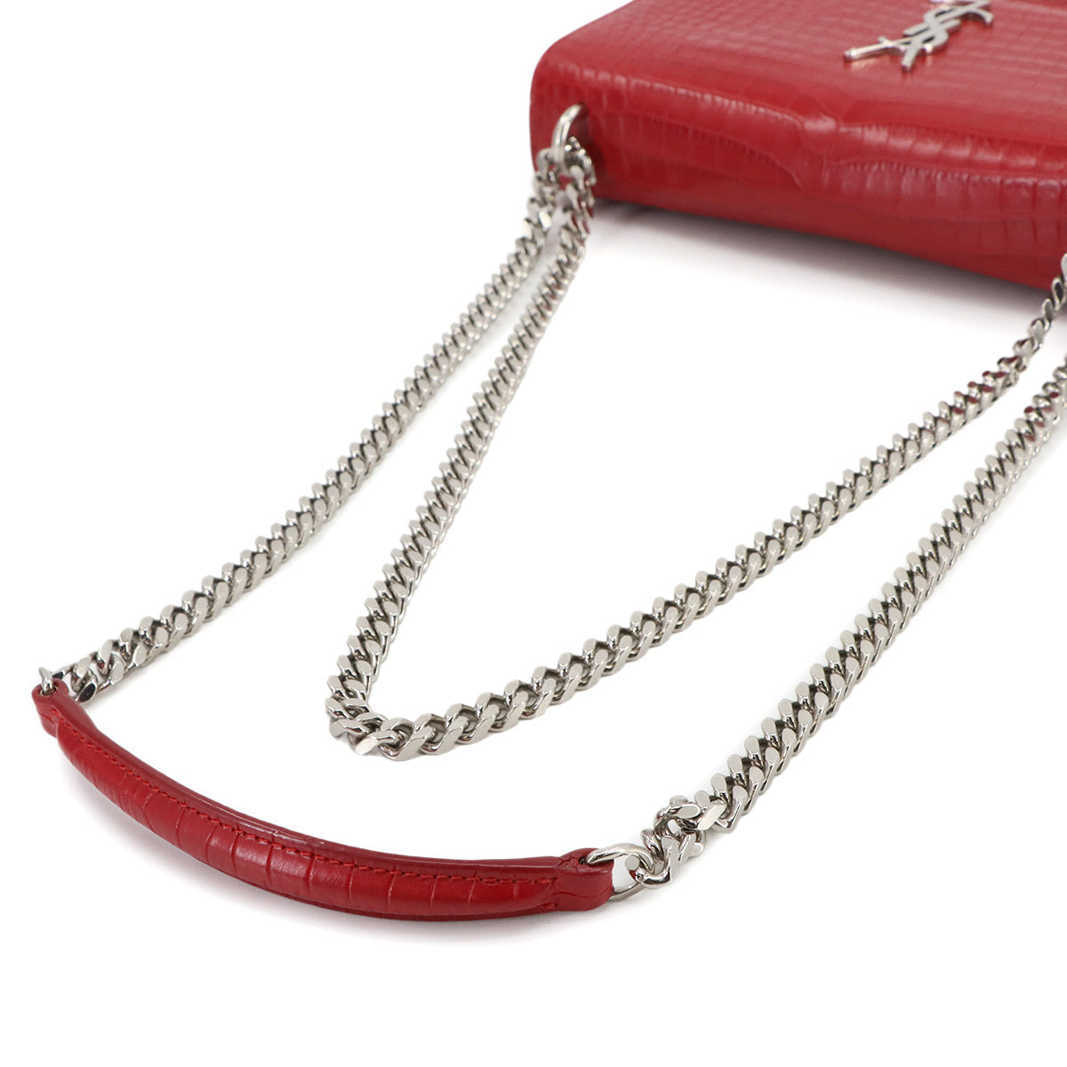 Sunset Medium Chain Shoulder Bag Leather Red 442906