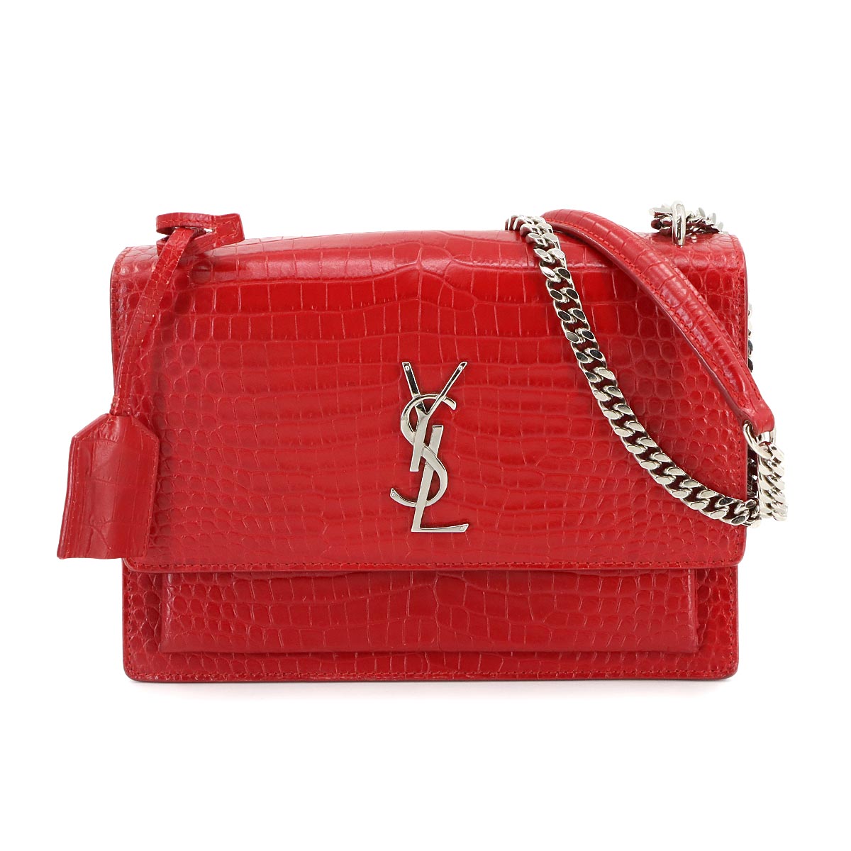 Sunset Medium Chain Shoulder Bag Leather Red 442906
