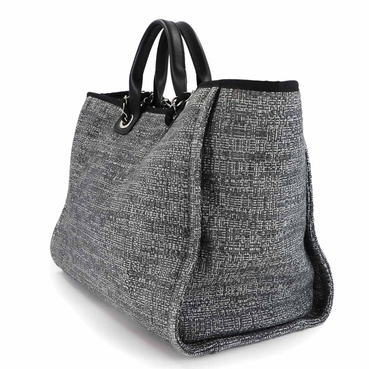 Deauville GM Tote Chain Shoulder Bag Tweed Gray Black A66941