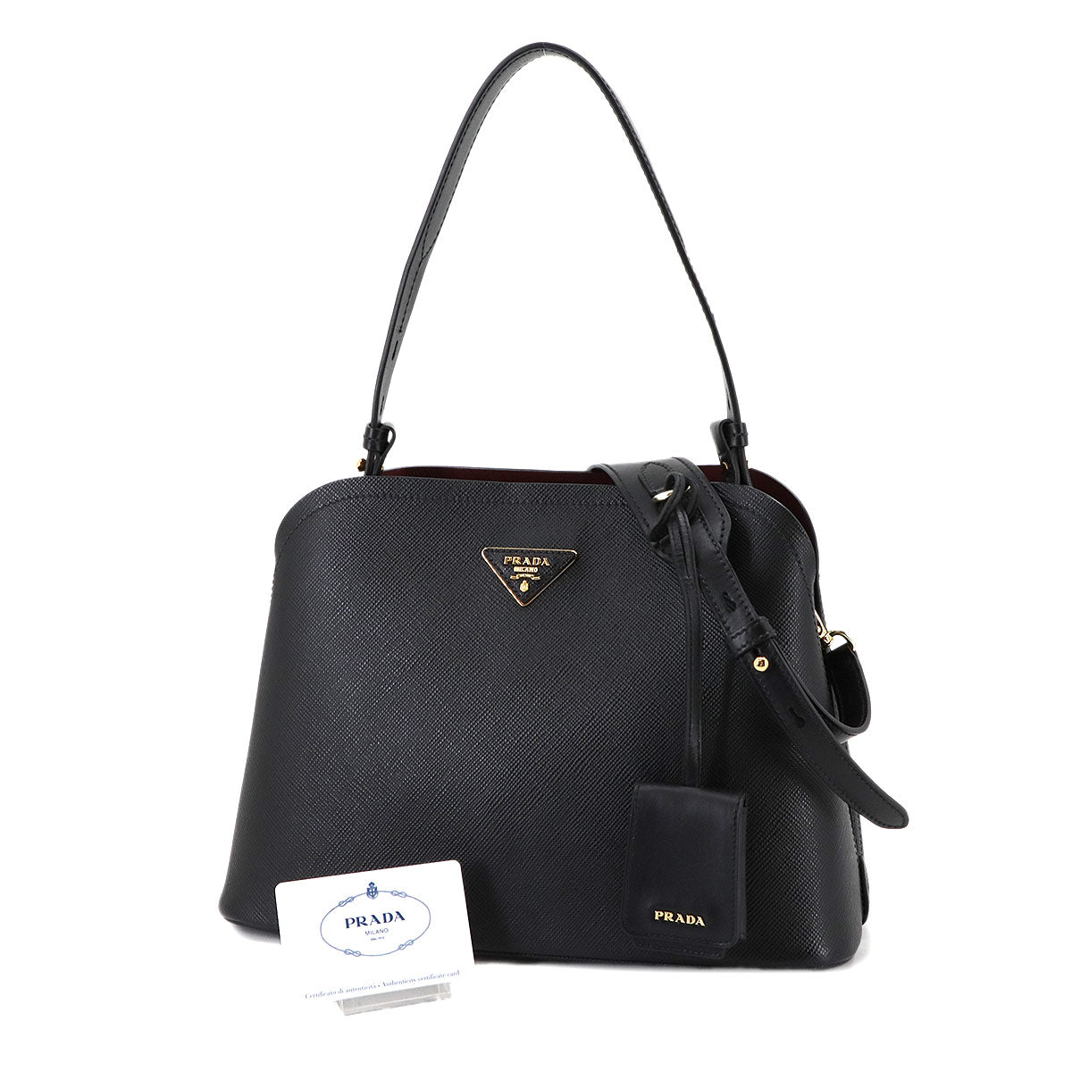 Matine 2way Shoulder Bag Saffiano Leather Nero 1BA251 Purse