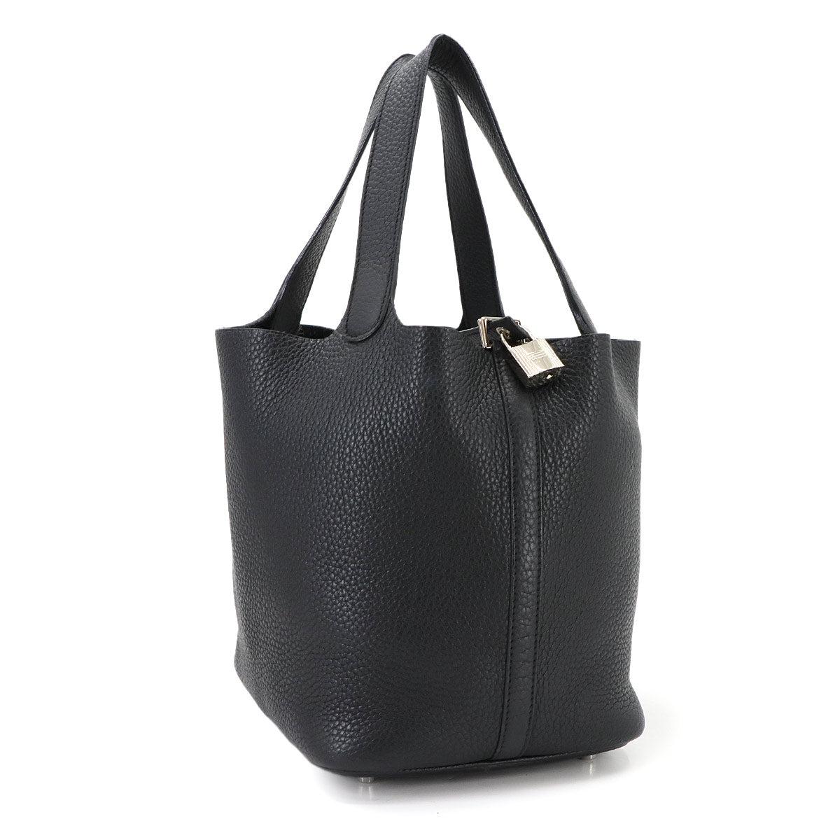 Picotin Lock MM Hand Bag Taurillon Clemence Black Purse