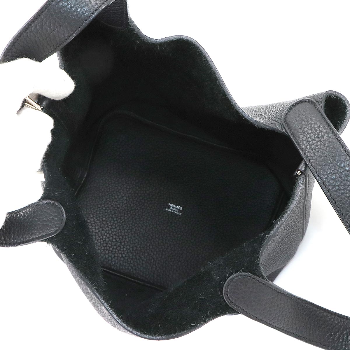 Picotin Lock MM Hand Bag Taurillon Clemence Black Purse