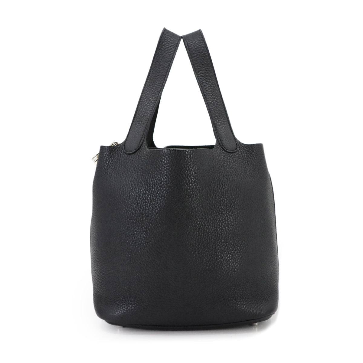 Picotin Lock MM Hand Bag Taurillon Clemence Black Purse