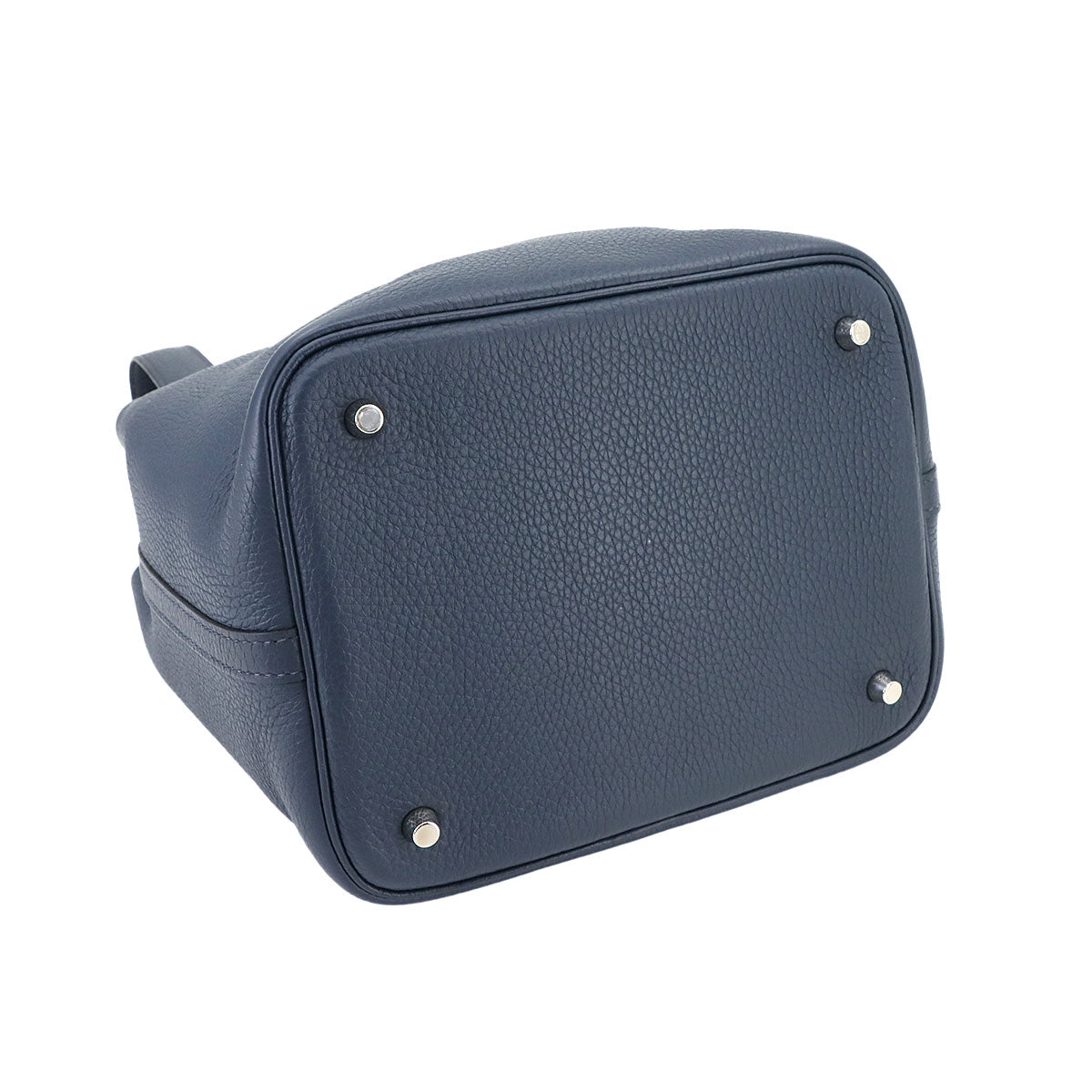 Picotin Lock MM Hand Bag Taurillon Clemence Bleu de Prusse
