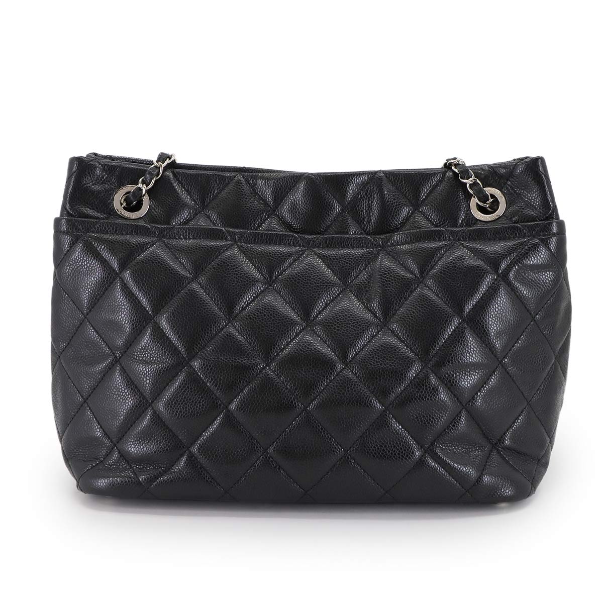 Matelasse Chain Tote Bag Leather Black Coco Logos
