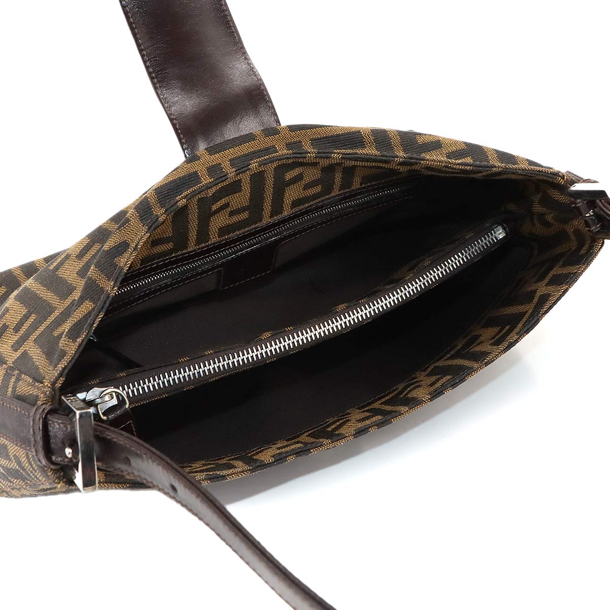 Zucca Shoulder Bag Canvas Leather Brown 16115 Purse