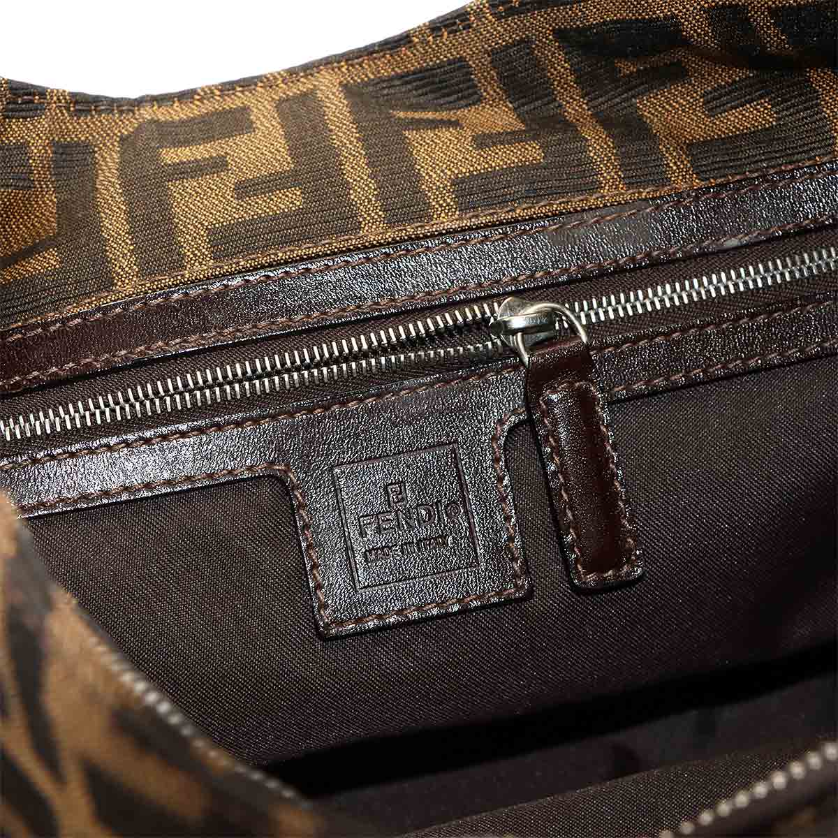 Zucca Shoulder Bag Canvas Leather Brown 16115 Purse