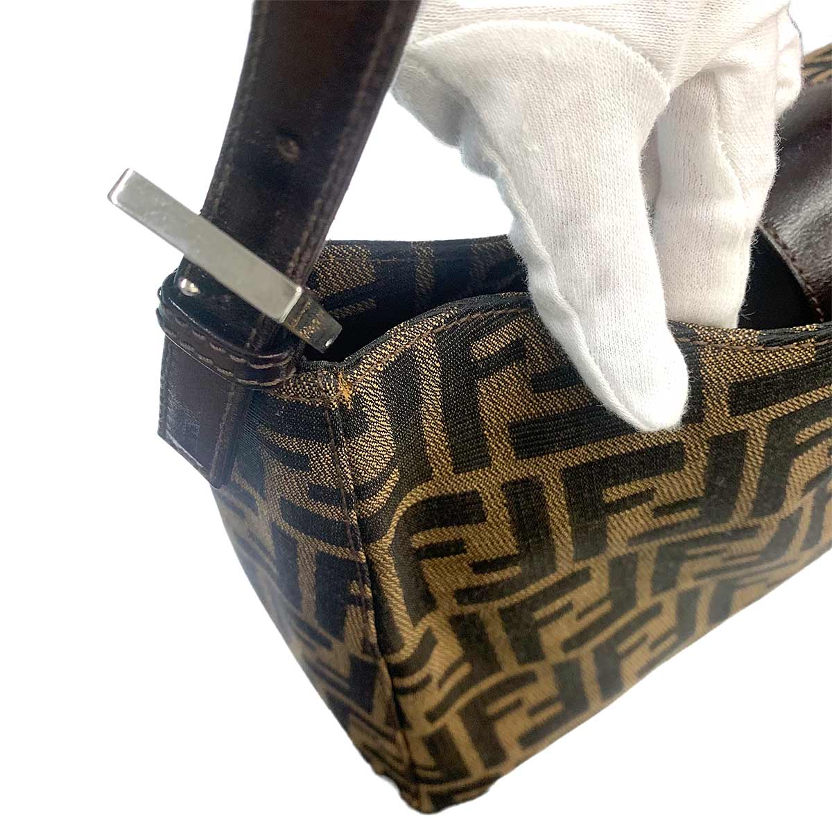 Zucca Shoulder Bag Canvas Leather Brown 16115 Purse