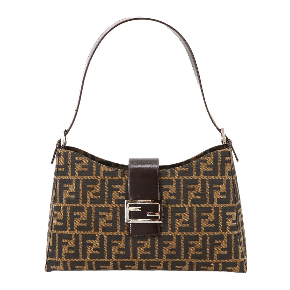 Zucca Shoulder Bag Canvas Leather Brown 16115 Purse