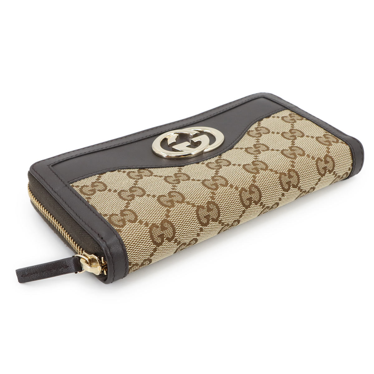 Sukey Interlocking G Zipped Around Long Wallet Beige 308012
