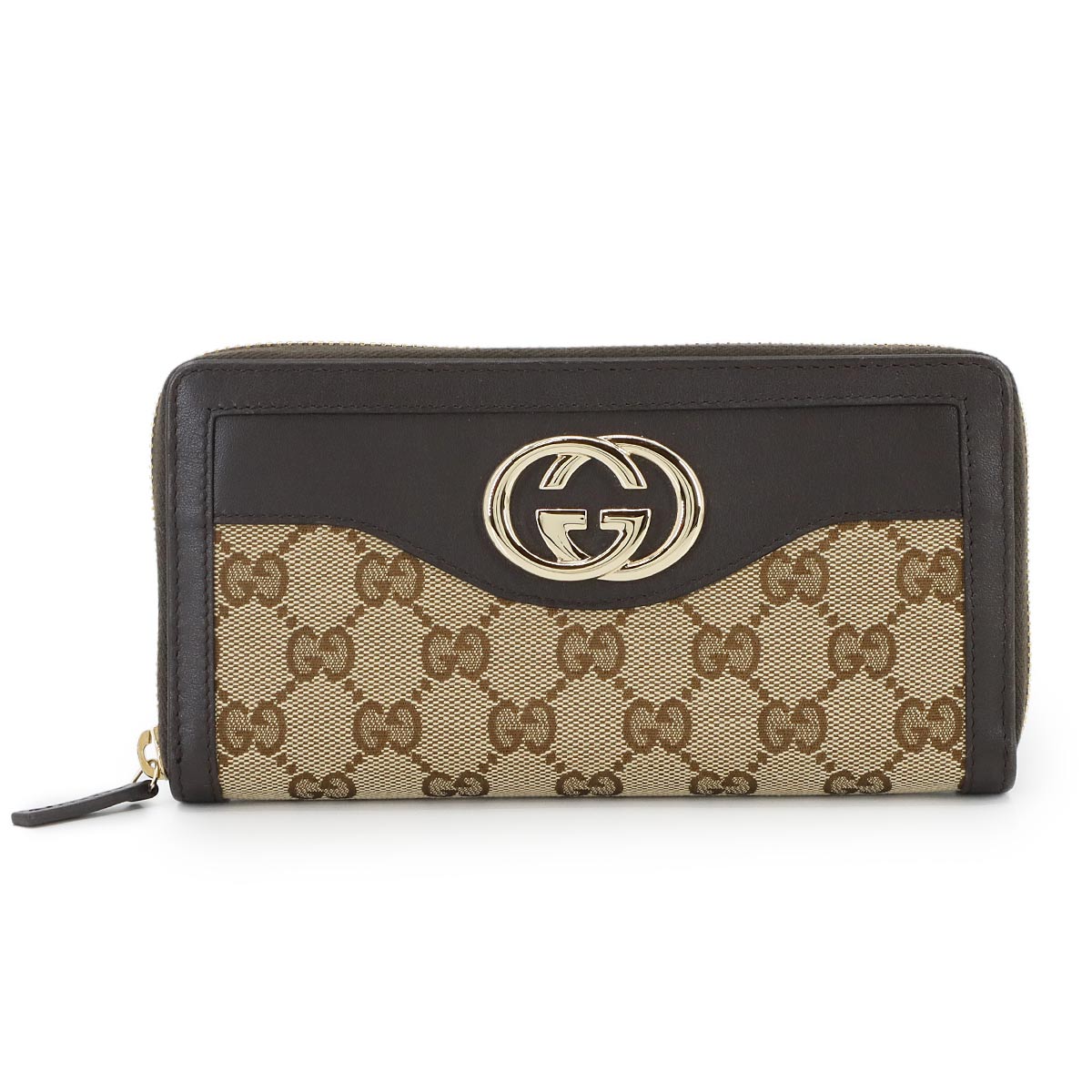 Sukey Interlocking G Zipped Around Long Wallet Beige 308012