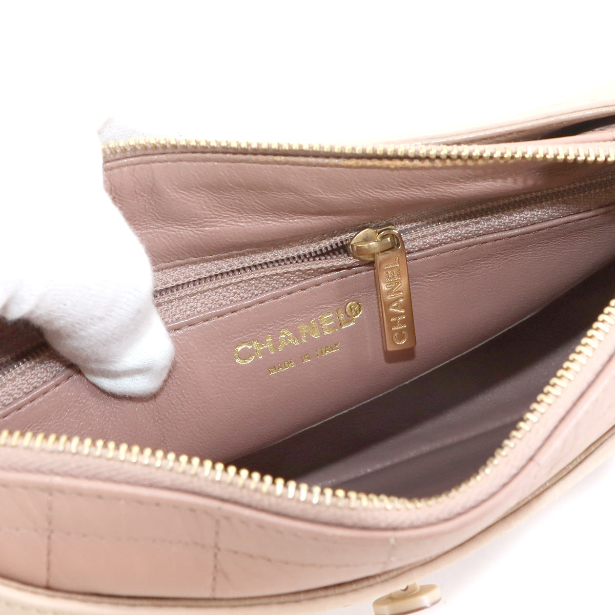 Girl Chanel Chain Shoulder Bag Leather Pink A17540