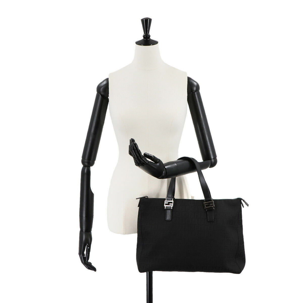 Zucchino Tote Bag Canvas Leather Black 8BH138 Purse