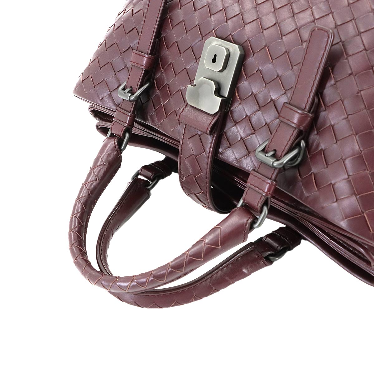 Intrecciato Hand Shoulder Bag Lether Bordeaux