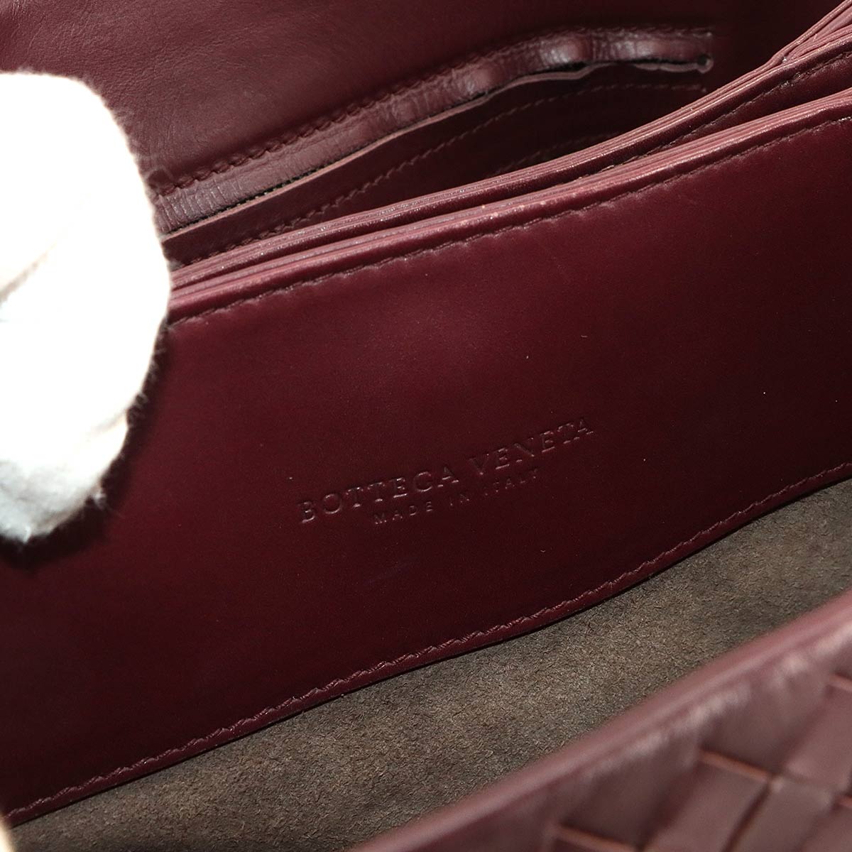 Intrecciato Hand Shoulder Bag Lether Bordeaux