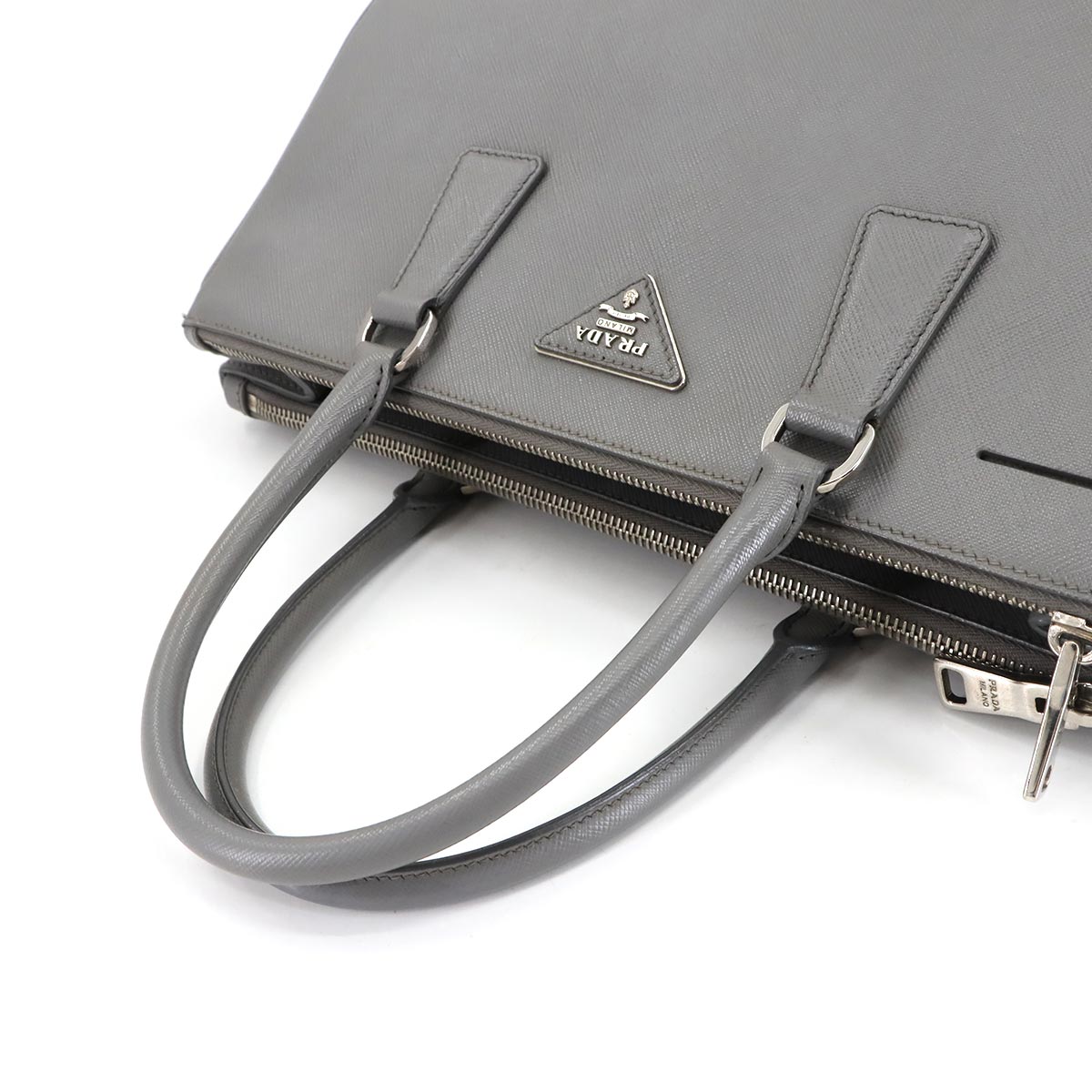 Galleria Large Hand Shoulder Bag Saffiano Leather Gray 1BA274