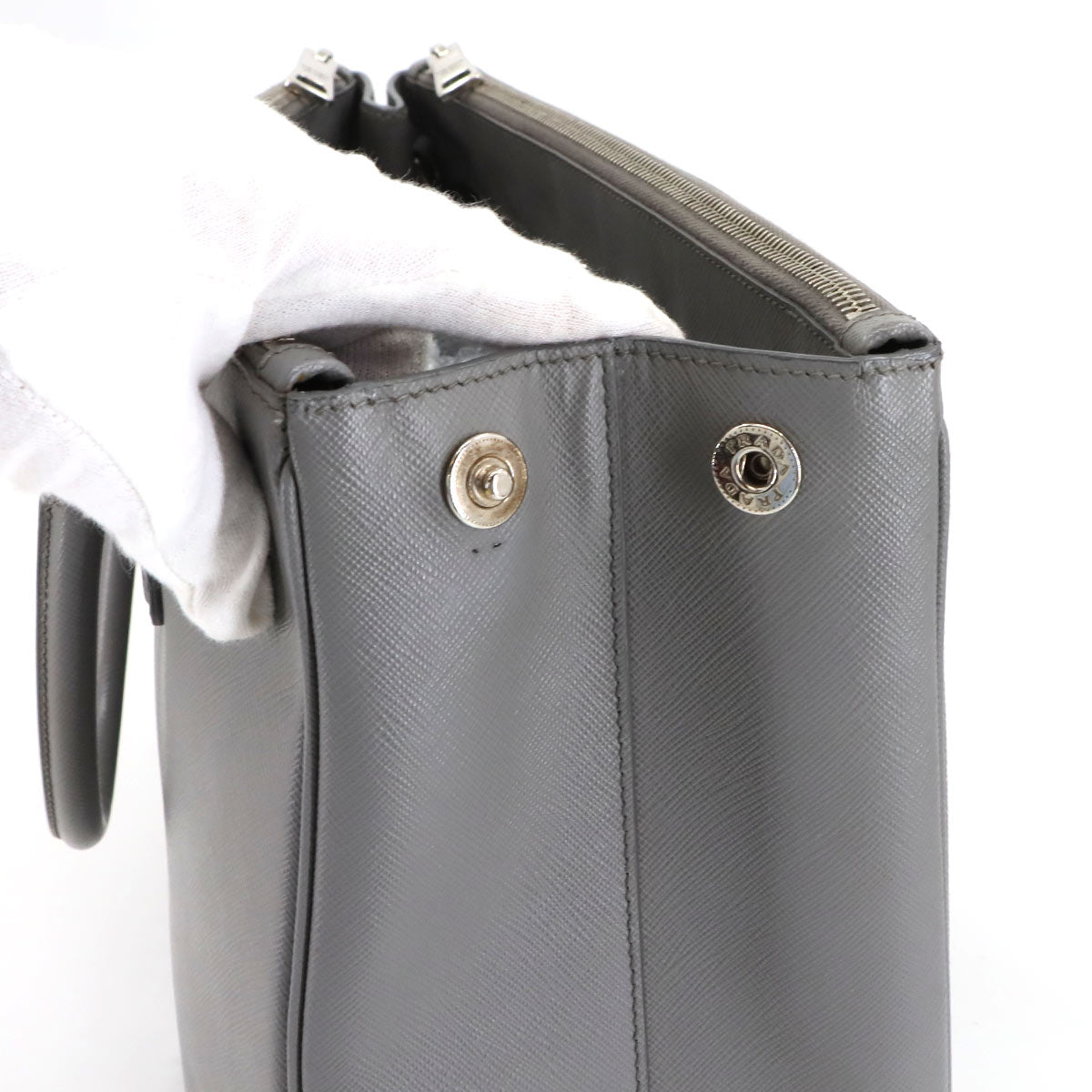 Galleria Large Hand Shoulder Bag Saffiano Leather Gray 1BA274