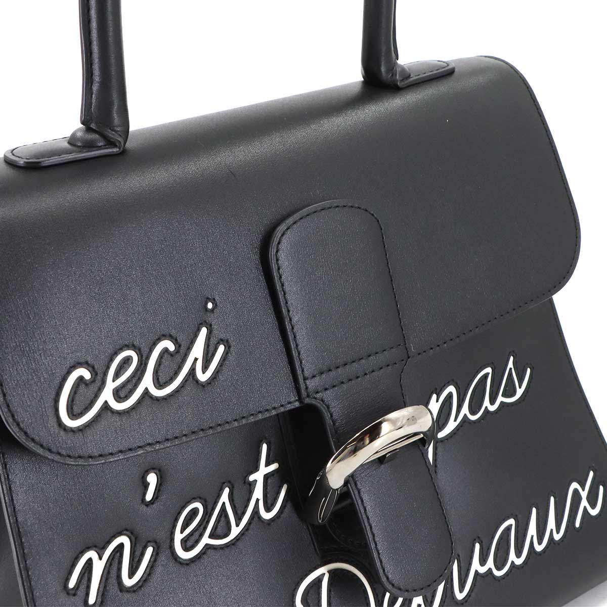 Brillant L'Humour MM Hand Shoulder Bag Leather Black White