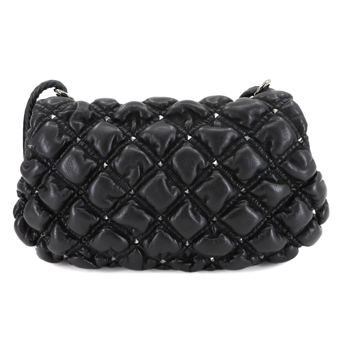 Rock Studs Spikeme Shoulder Bag Leather Black