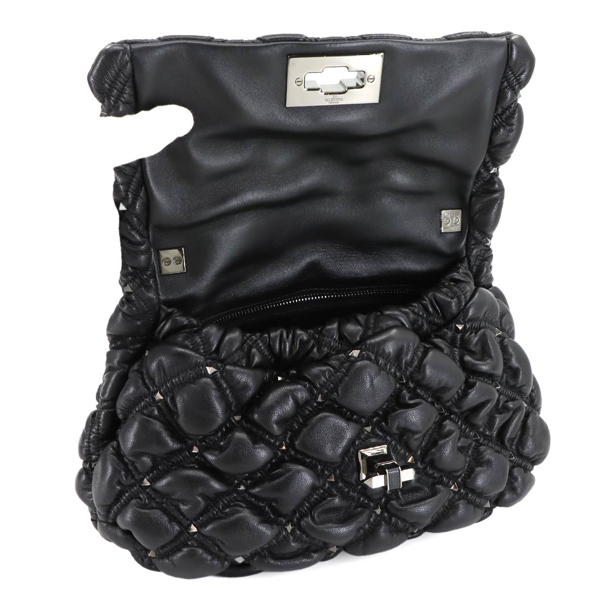 Rock Studs Spikeme Shoulder Bag Leather Black