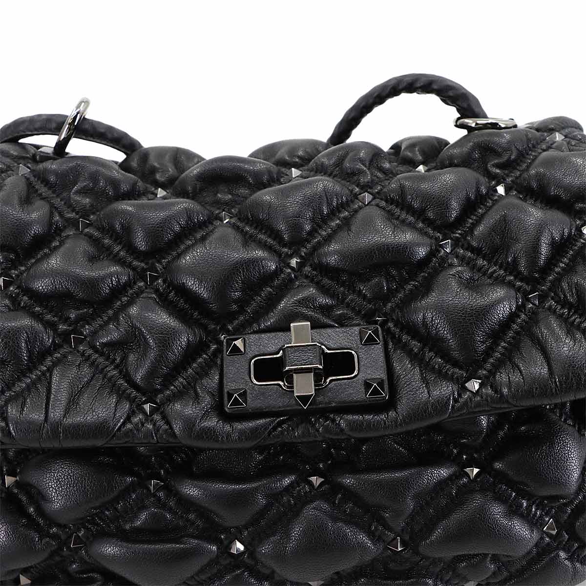 Rock Studs Spikeme Shoulder Bag Leather Black