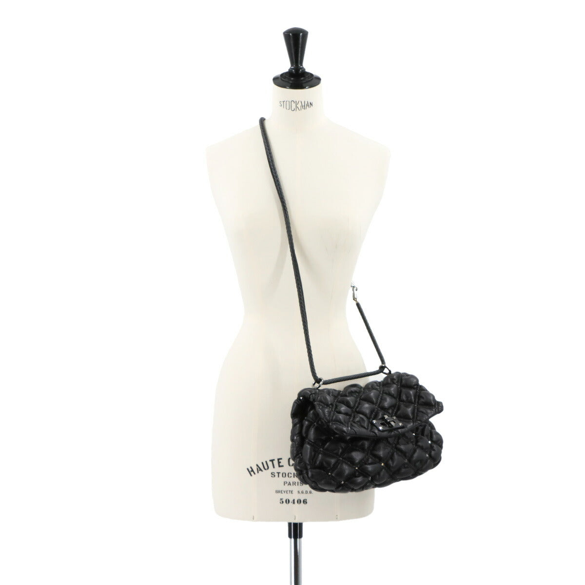 Rock Studs Spikeme Shoulder Bag Leather Black