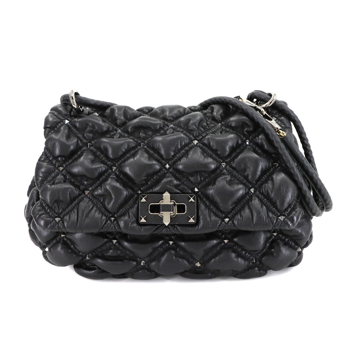 Rock Studs Spikeme Shoulder Bag Leather Black
